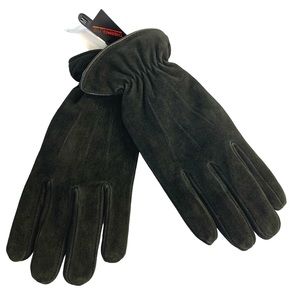 Nordstrom Mens Shop Thermolite Black Suede Leather Gloves Fleece Lined Size Med